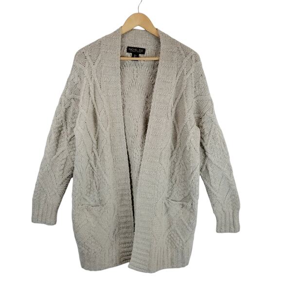 Rachel Zoe Women's Chunky Cable Knit Open Front Gray Cardigan Sweater Large - Picture 1 of 6